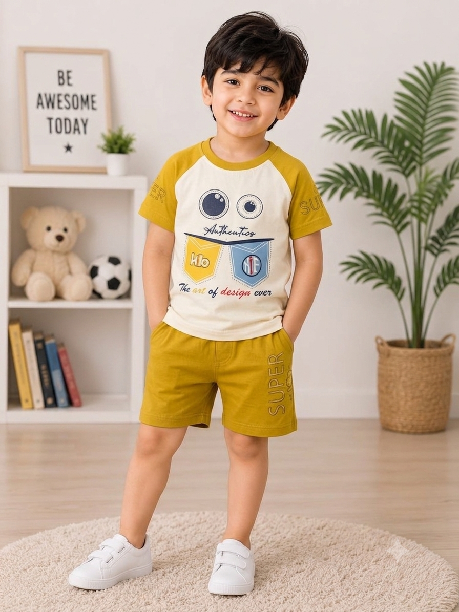 1785042984494 Baby Boy Cotton T-Shirt & Half Pants Set - Image 1