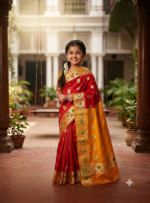আদরের ছোট সোনামণির সখের হাফ সিল্ক শাড়ি - Image 6