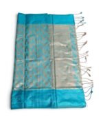 Exclusive Sky Blue Soft Katan Silk Saree with Rich Golden Zari & Meenakari Work - Image 4